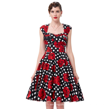 Belle Poque Stock sem mangas comprido traseiro de algodão 50s Vintage Pinup vestido BP000024-9